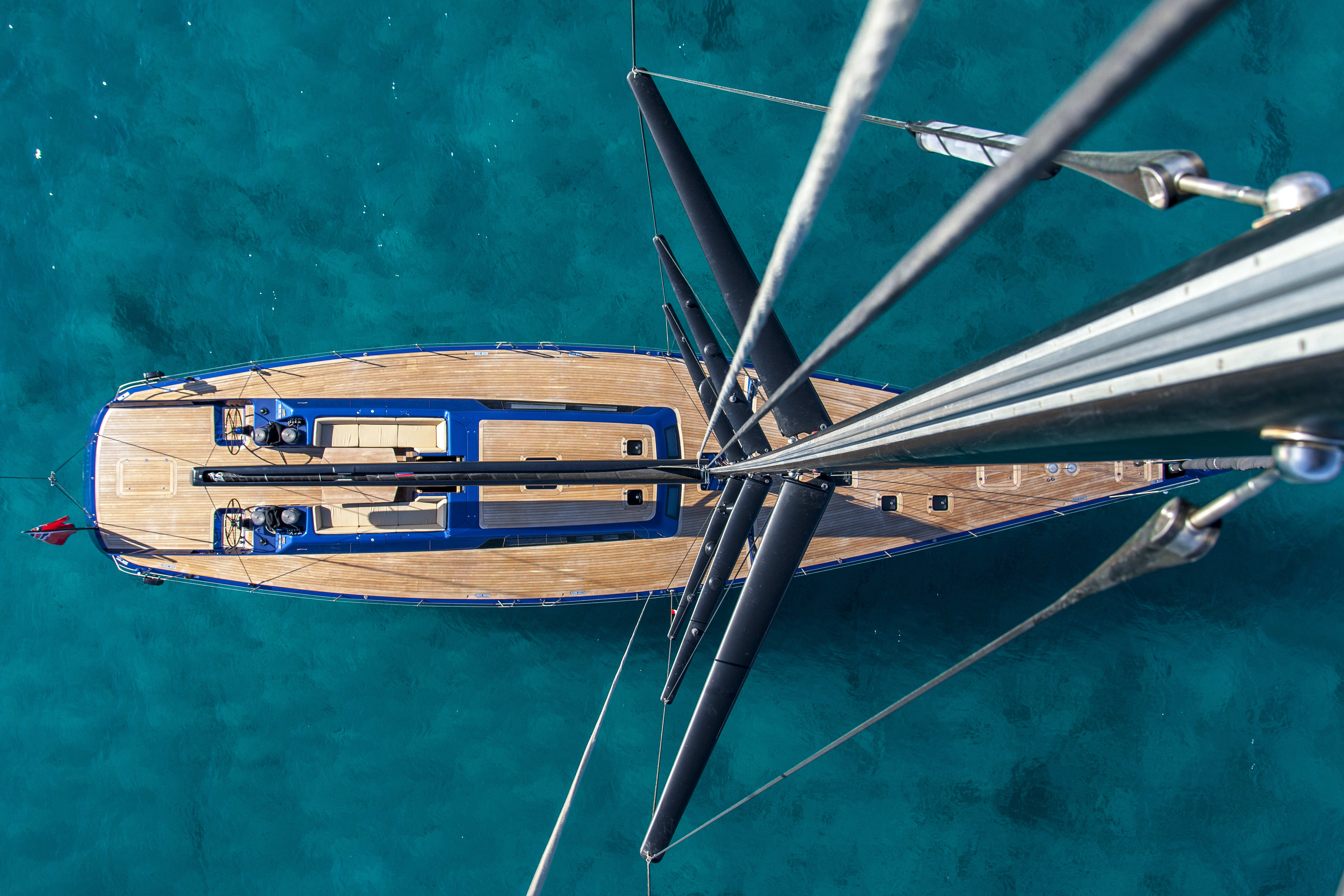 28.5m Wally Inti Cube sailing yacht aerial view